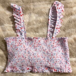 Summer Mae Maternity Smocked Bikini Top with Ruffle Straps